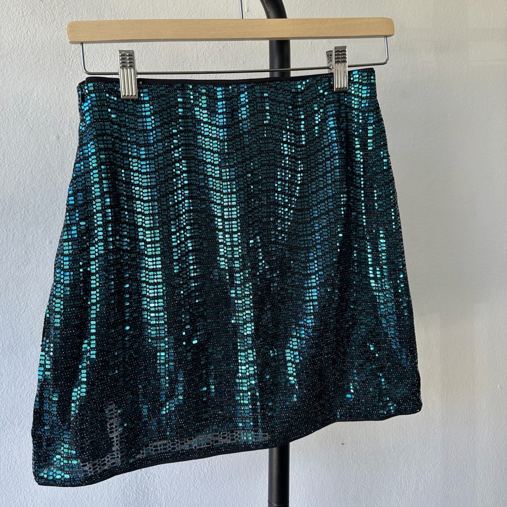 Glamorous Sequin Mini Skirt in Black and Blue